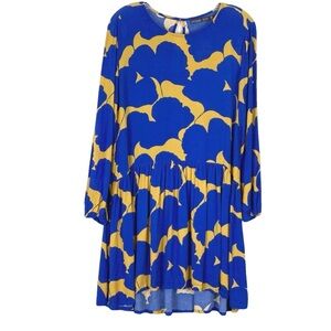 Mister Zimi Cobalt and Mustard Floral Print Lottie Dress
